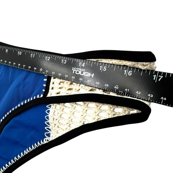 VICTORIA'S SECRET Blue Pink Crochet Boho Hipster Bikini Set 34B Top Large Bottom - Picture 11 of 11